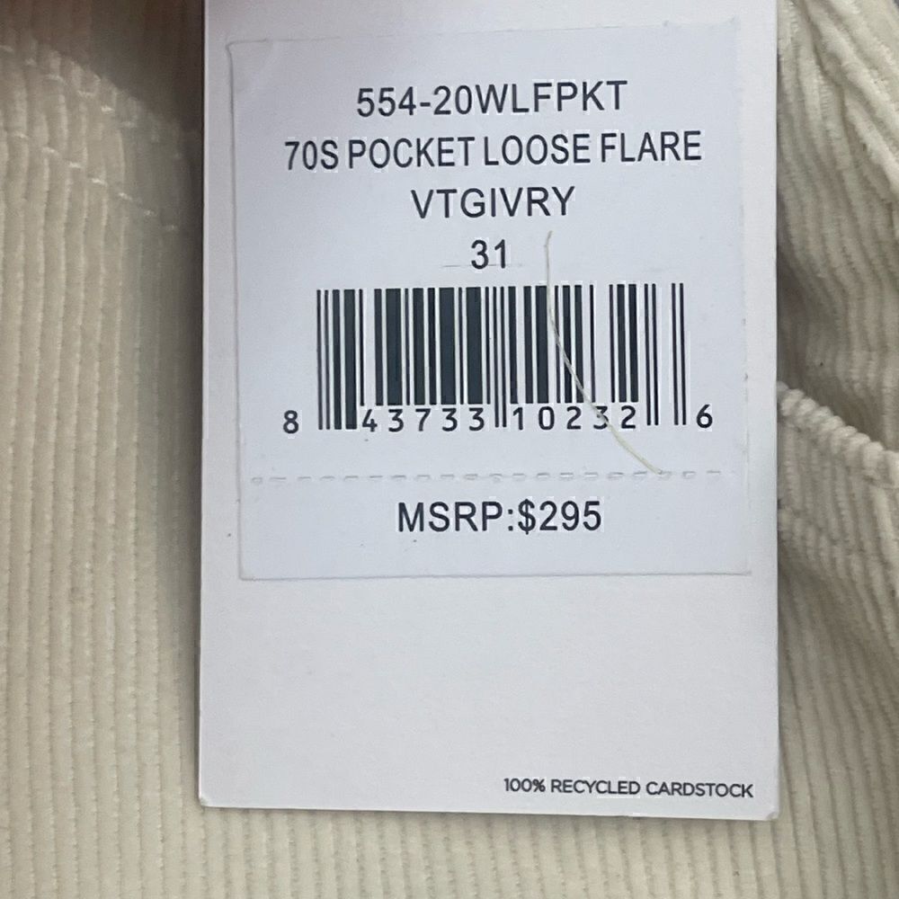 NWT RE/DONE 70s pocket loose flare in vintage ivory. 31 - Picture 12 of 13